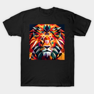 Low polygon Lion geometric pattern on abstract background T-Shirt